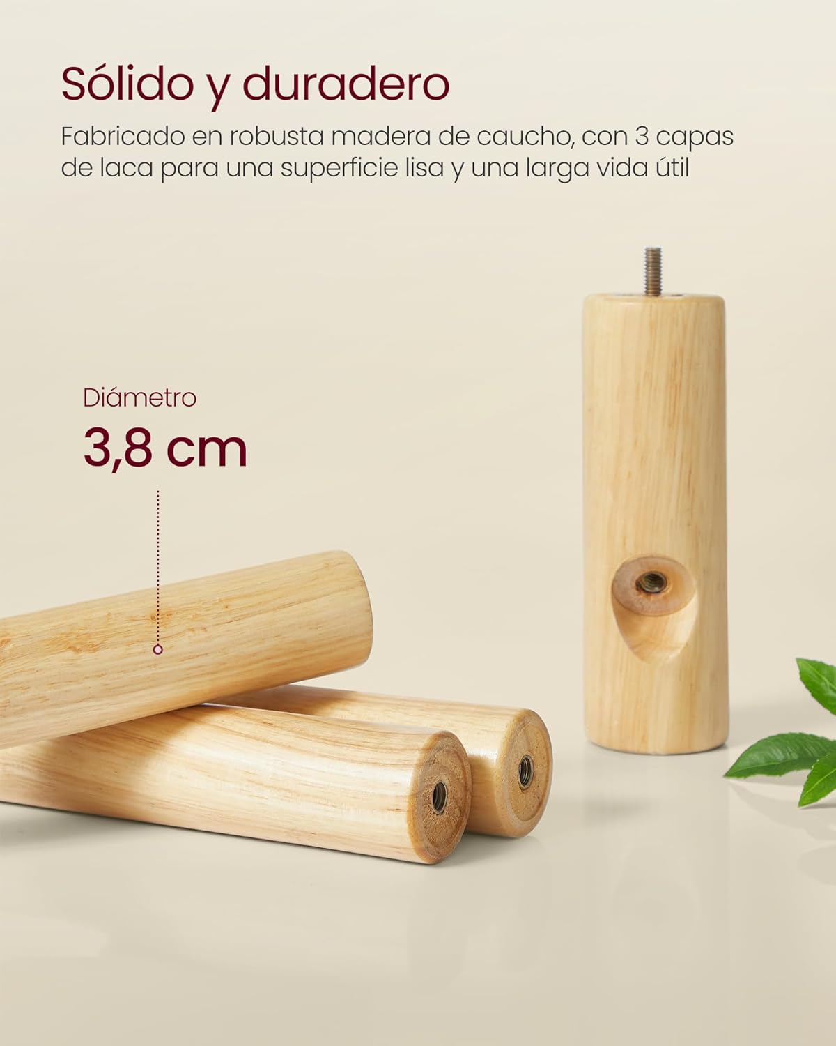 VASAGLE Perchero De Madera Maciza, Perchero De Pie Con 8 Ganchos Para Abrigo, Sombrero, Bolso, Cartera, Para Entrada, Pasillo, Ganchos Y Mástil De Madera De Caucho, Beige Capuchino RCR010K01